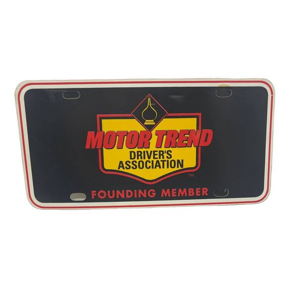 Vtg MOTOR TREND Driver's Association Founding Member License Wall Plate ~ Auto - Picture 1 of 6